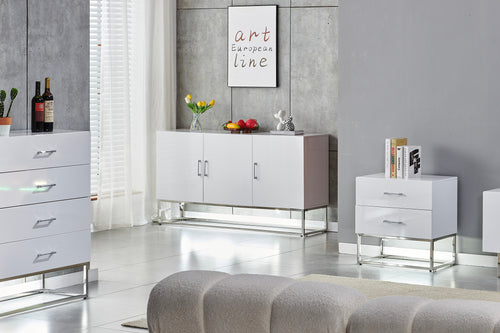 Buffet Alya Bois Laqué Blanc Pieds Chrome