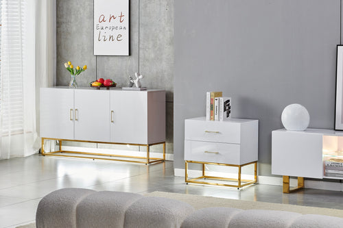 Buffet Alya Bois Laqué Blanc Pieds Dorés