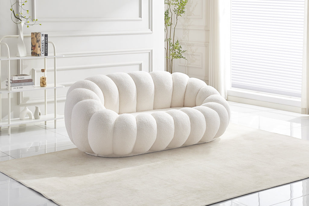 Canapé PERLE 180 – Tissu Bouclé Blanc