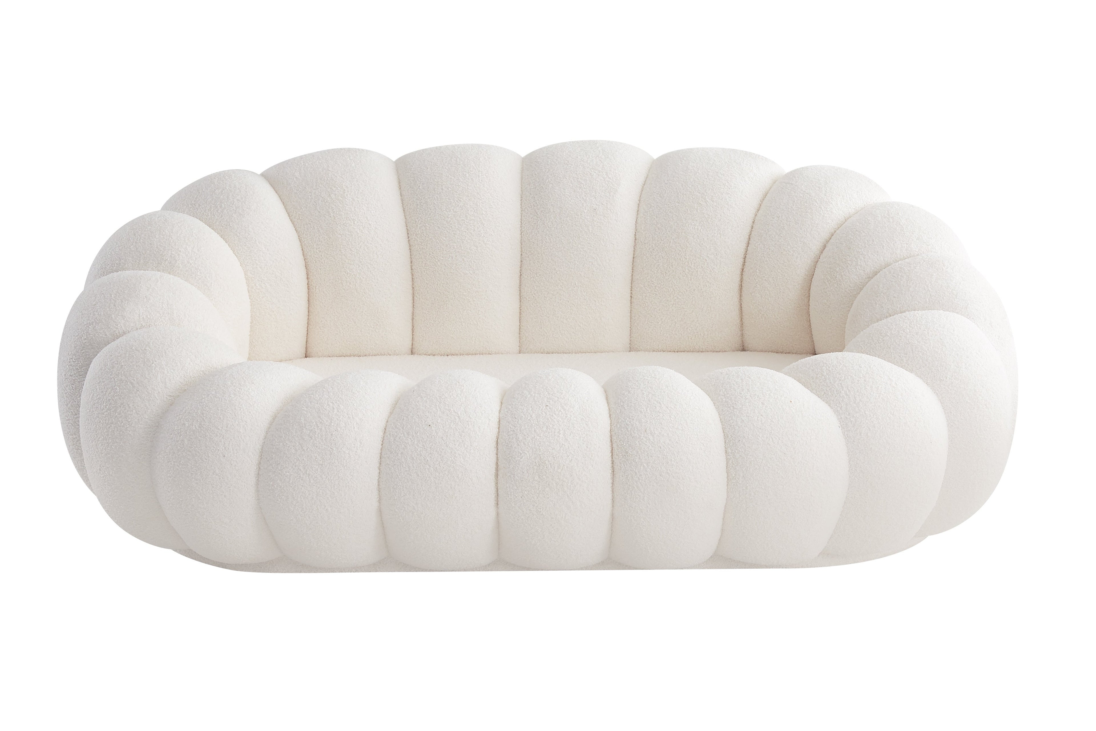 Canapé PERLE 180 – Tissu Bouclé Blanc